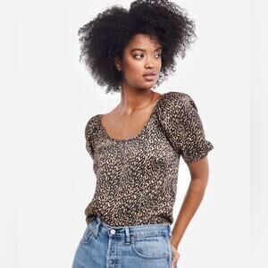 Able Vera Satin Puff Sleeve Top (size S) EUC